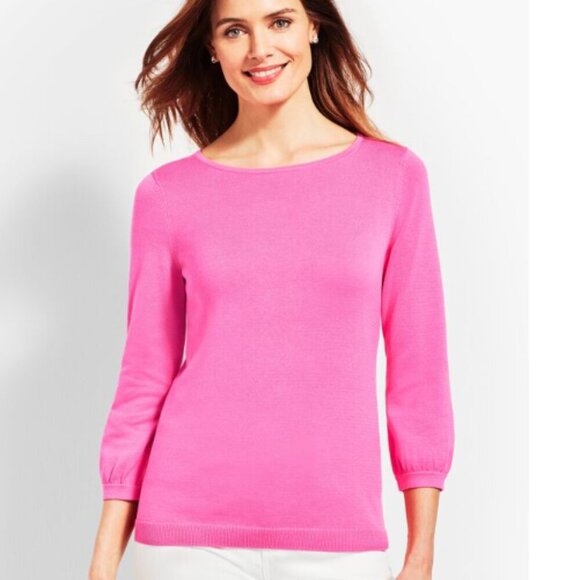 Talbots Pink Bonnie Bows Crewneck Sweater Size XS - Picture 2 of 10